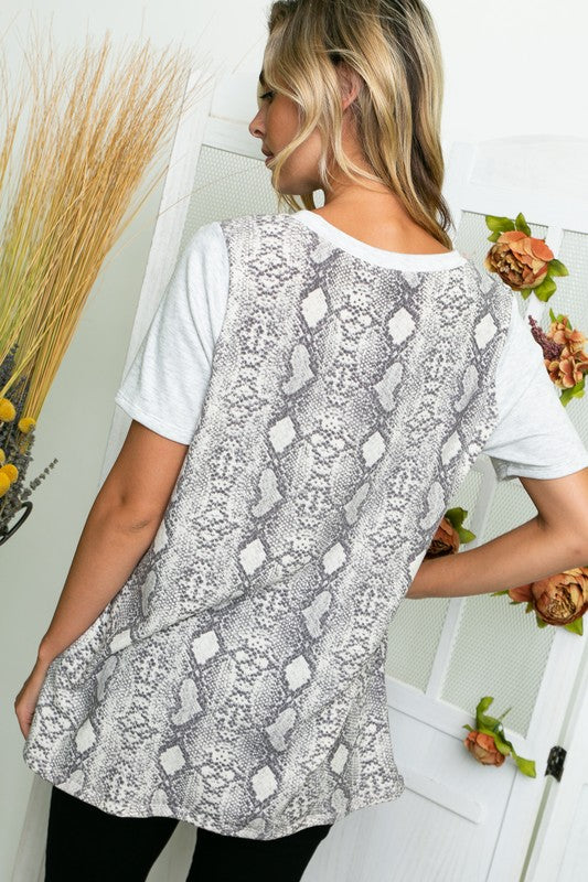 ANIMAL SOLID MIX TUNIC TOP